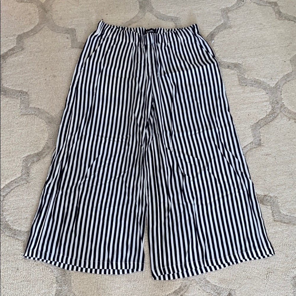 Express Black and White Striped Culottes